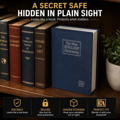 Dictionary Hidden Safe Box — Diversion Book Safe With Key Lock For Cash, Jewelry & Documents