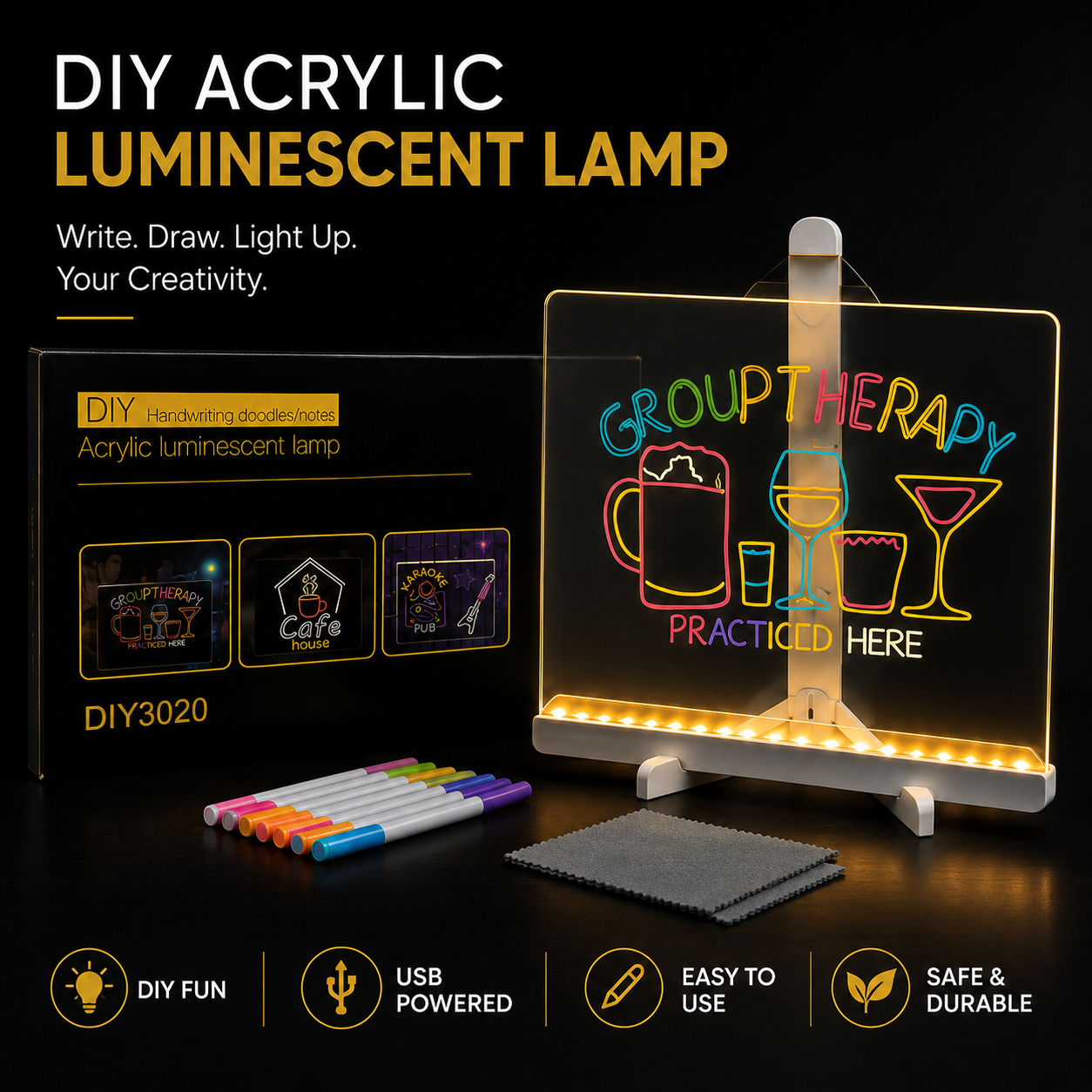 DIY Large Acrylic LED Glow Writing Board