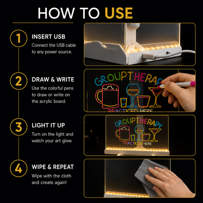 DIY Large Acrylic LED Glow Writing Board