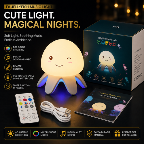 Jellyfish RGB Music Night Light Built-In Music & Sleep Time