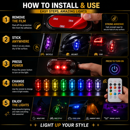 2 Pcs Rechargeable Remote Controlled LED Lights