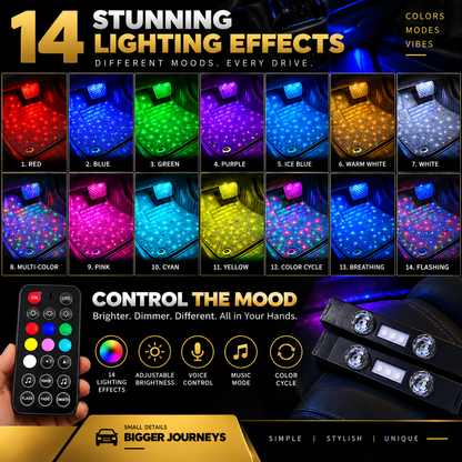 2PCS Car Wireless USB Charging Interior RGB LED Ambient Foot Light Strip Remote