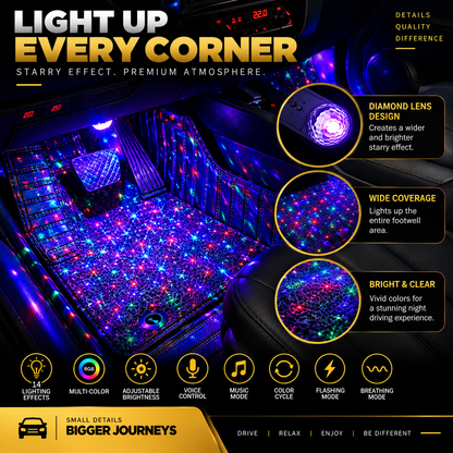 2PCS Car Wireless USB Charging Interior RGB LED Ambient Foot Light Strip Remote