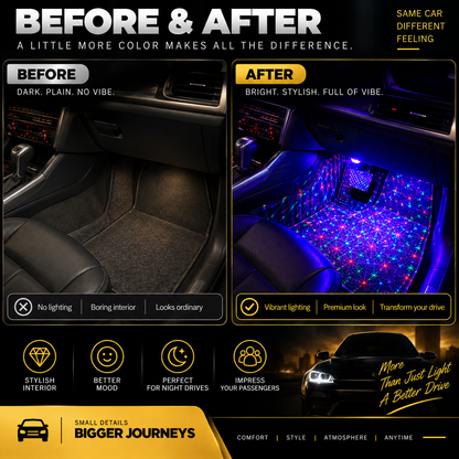 2PCS Car Wireless USB Charging Interior RGB LED Ambient Foot Light Strip Remote